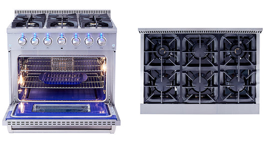 36 Inch Freestanding Gas Range with Professional Griddle, 4 Sealed Burners