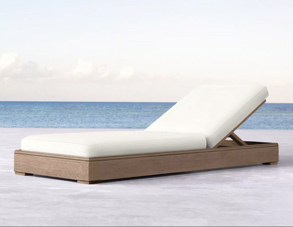 Modern Teak Pool Sunbed with Canopy - Patio, Beach & Outdoor Sofa Bed