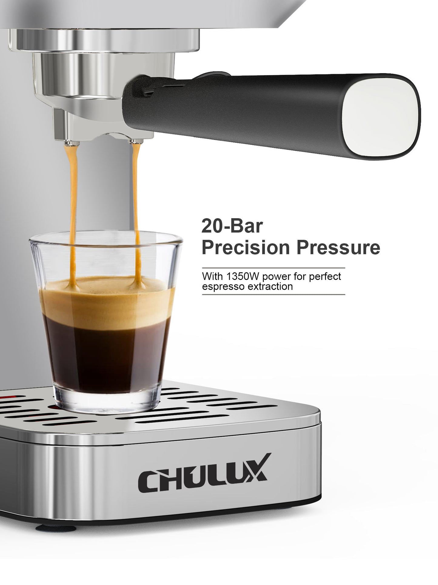 20 Bar Semi-Auto Espresso Machine - Stainless Steel with Milk Frother