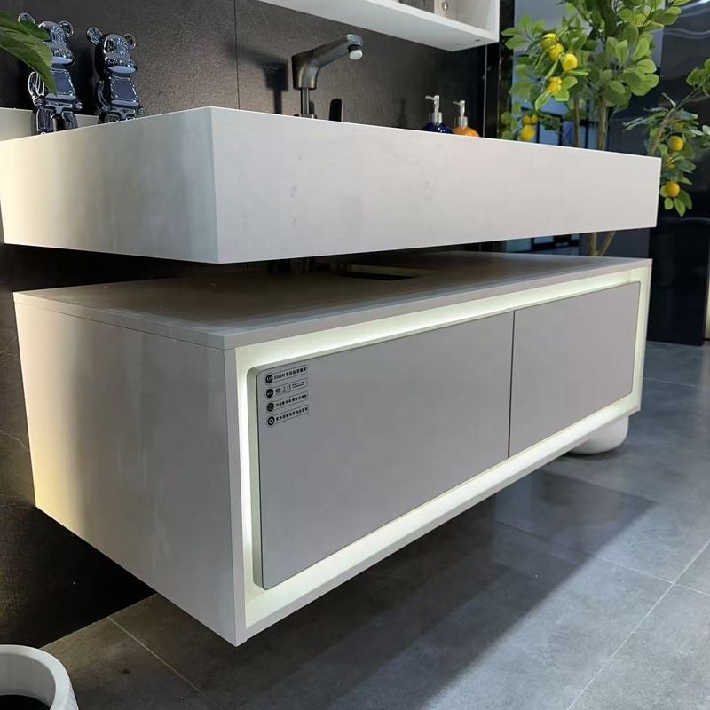 Modern Wooden Bathroom Wall Cabinet with Basin - For Hotel