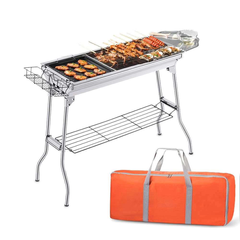 Portable Stainless Steel Grill Set - Smokeless, Foldable for Picnic