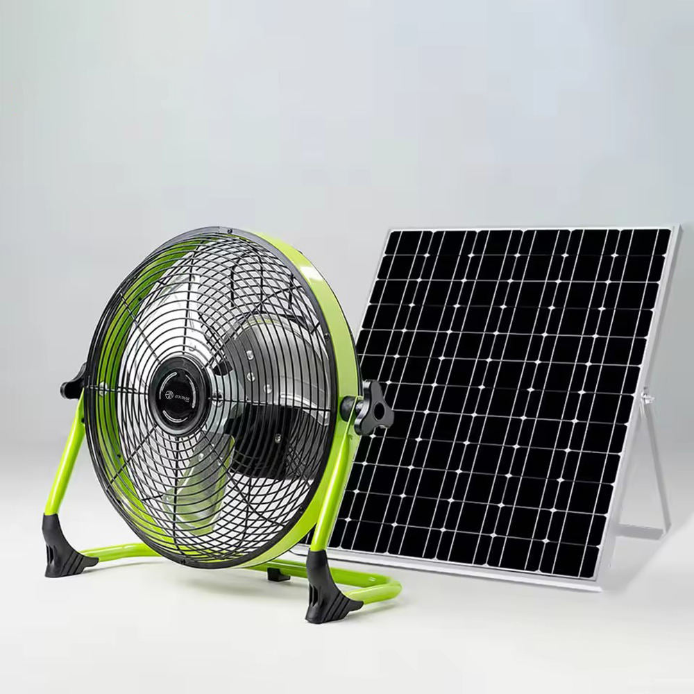 14-Inch Portable Solar Fan - Brushless Motor, Aluminum, USB Charging for Camping