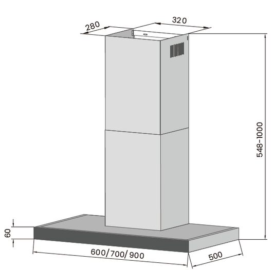 T shape range hood1008