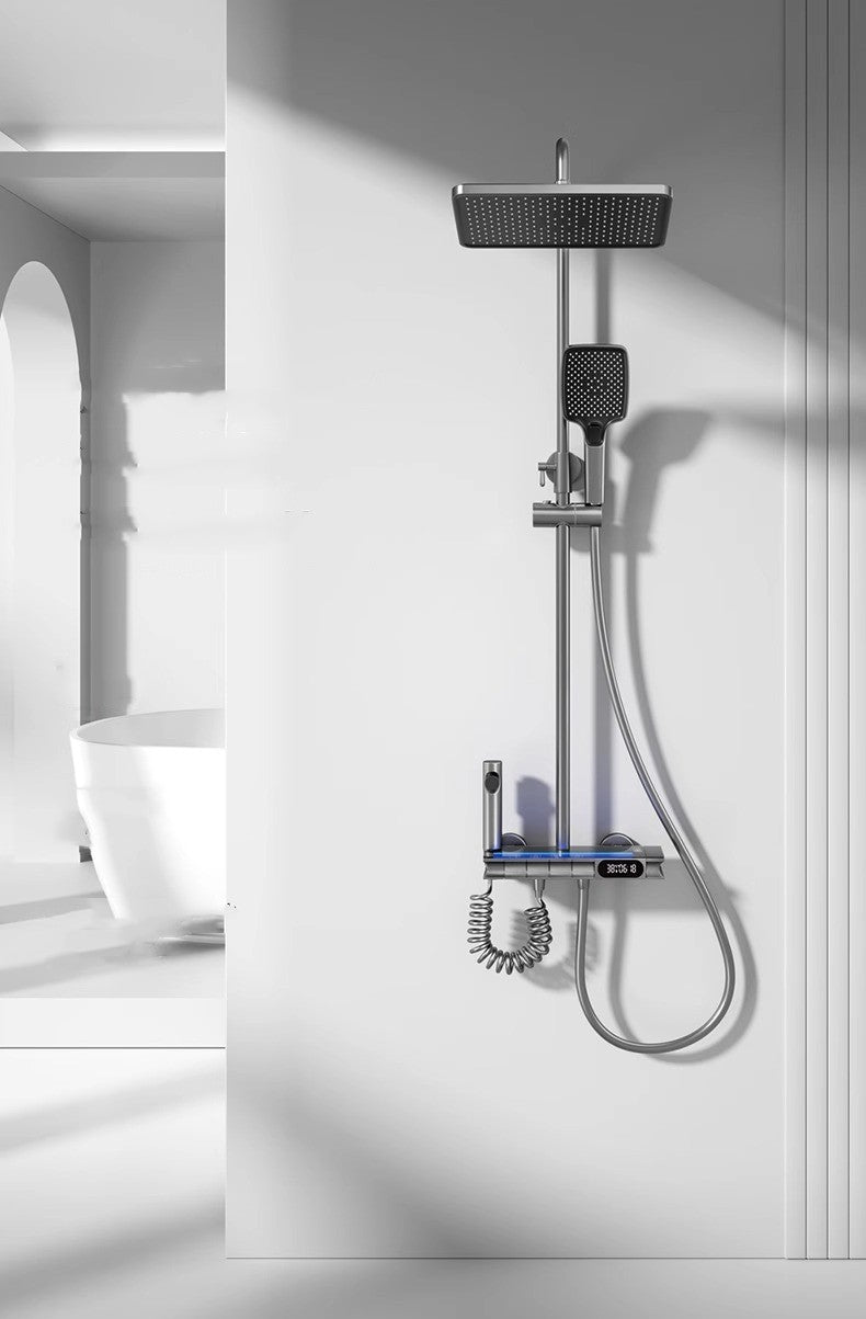 Brass Thermostatic Shower Set - Digital Control, Wall-Mounted Rain Shower