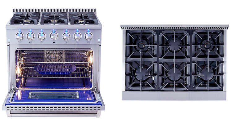 36 Inch Freestanding Gas Range with Professional Griddle, 4 Sealed Burners