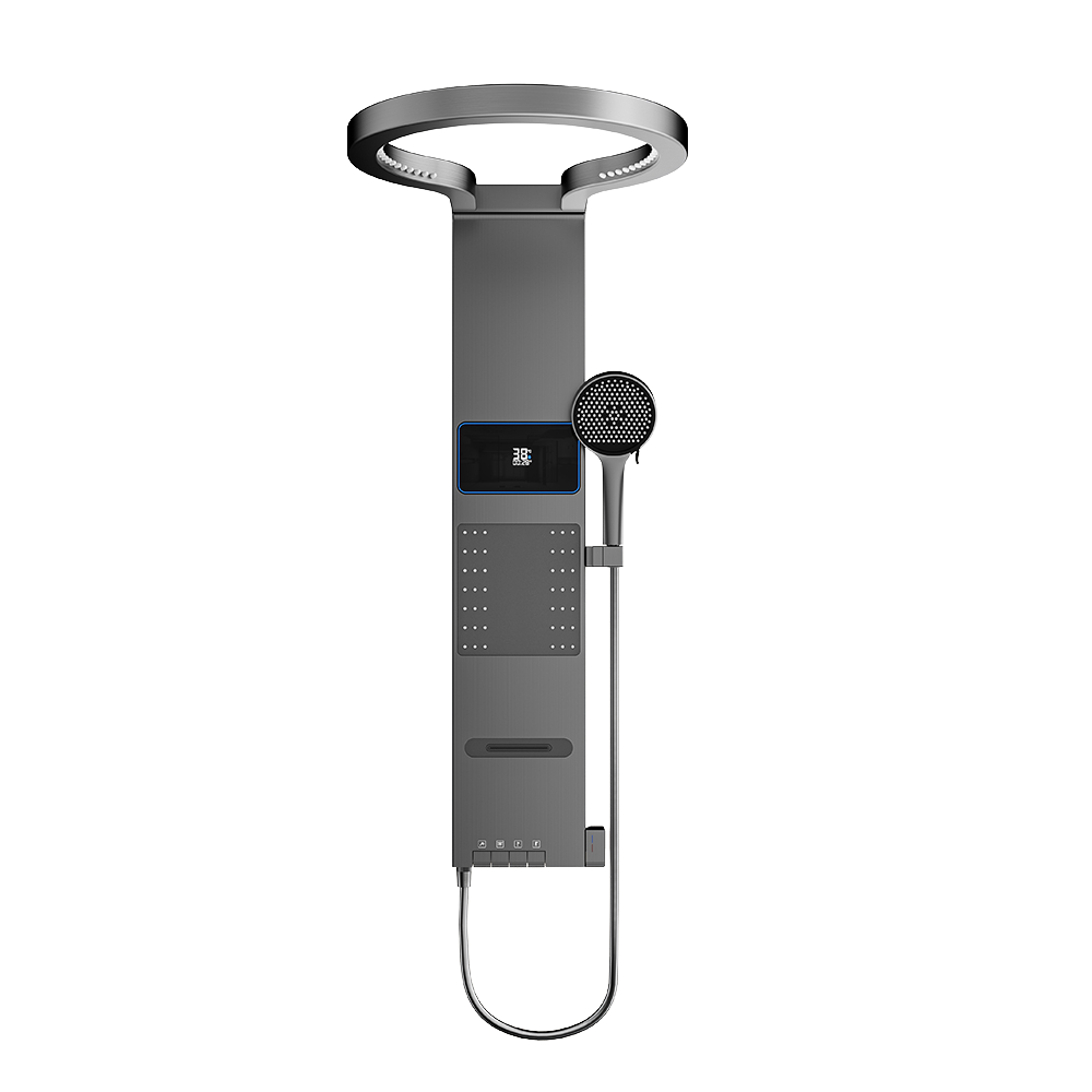 Brushed Gunmetal Grey Shower Set - Round Waterfall Design, stainless steel