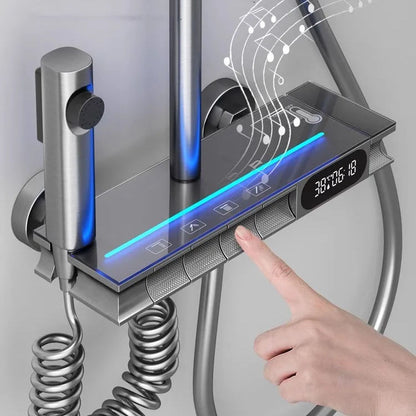 Brass Thermostatic Shower Set - Digital Control, Wall-Mounted Rain Shower