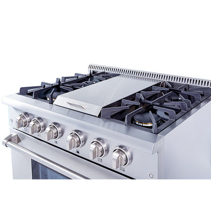 36 Inch Freestanding Gas Range with Professional Griddle, 4 Sealed Burners