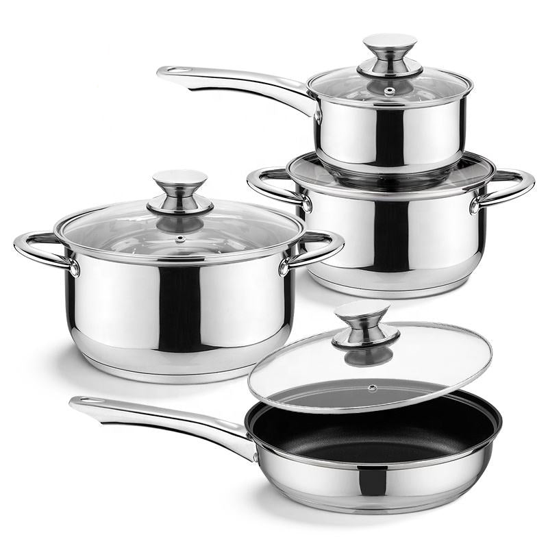 8-Piece Stainless Steel Pot Set with Lids - Soup & Stock Pots
