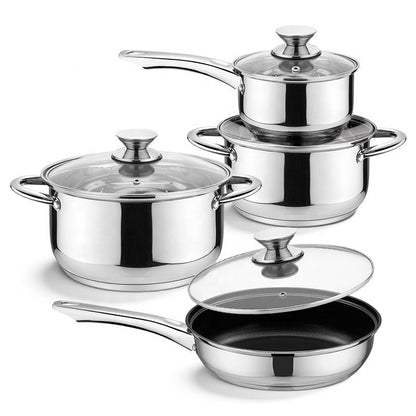 8-Piece Stainless Steel Pot Set with Lids - Soup & Stock Pots