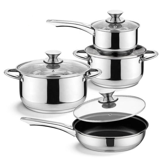 8-Piece Stainless Steel Pot Set with Lids - Soup & Stock Pots