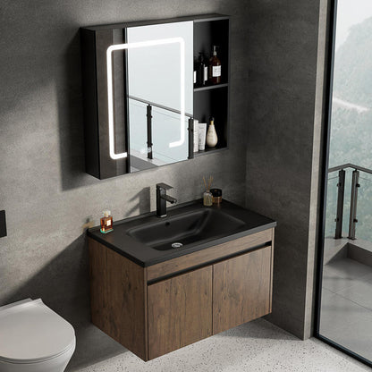 Nordic Modern Bathroom Vanity - PVC with Ceramic Basin & Mirror, for Small Home/Hotel