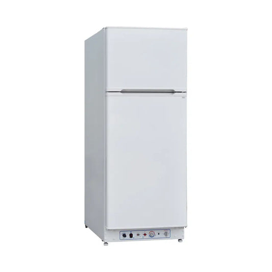 Stainless Steel LPG Absorption Fridge - Portable Dual-Power Refrigerator with Freezer for Off-Grid Use