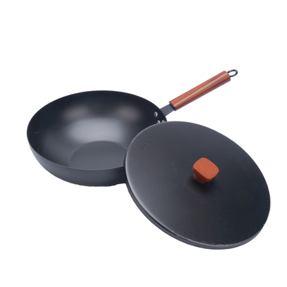 3-Piece Cast Iron Cookware Set - Wood Handle, Non-Stick Frying Pans