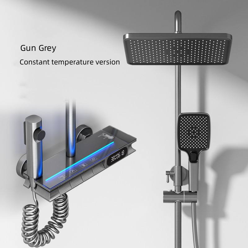 Brass Thermostatic Shower Set - Digital Control, Wall-Mounted Rain Shower