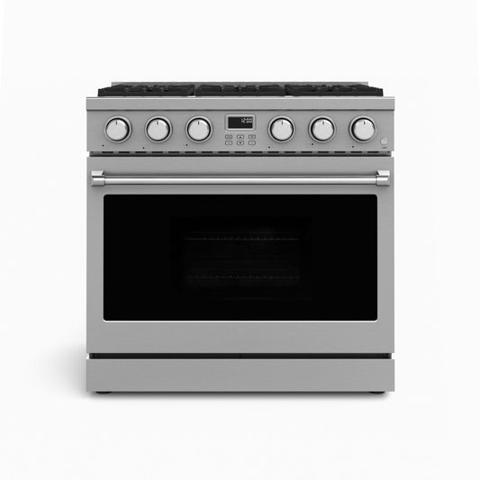 36" Freestanding Luxury Gas Range for Home Use - 6 Powerful Burners, Convection Oven, and Stainless Steel Design
