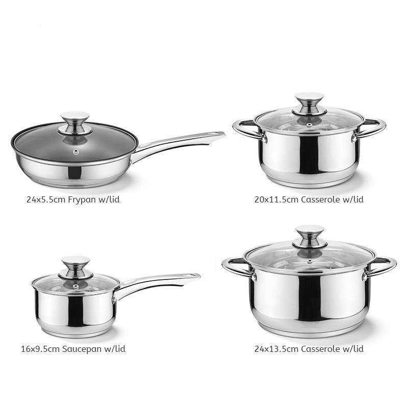 8-Piece Stainless Steel Pot Set with Lids - Soup & Stock Pots