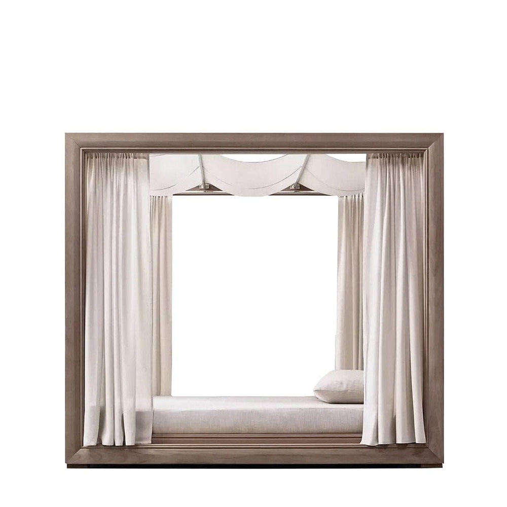 Modern Teak Pool Sunbed with Canopy - Patio, Beach & Outdoor Sofa Bed