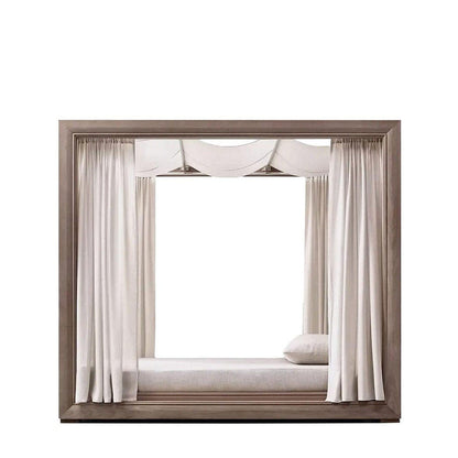 Modern Teak Pool Sunbed with Canopy - Patio, Beach & Outdoor Sofa Bed