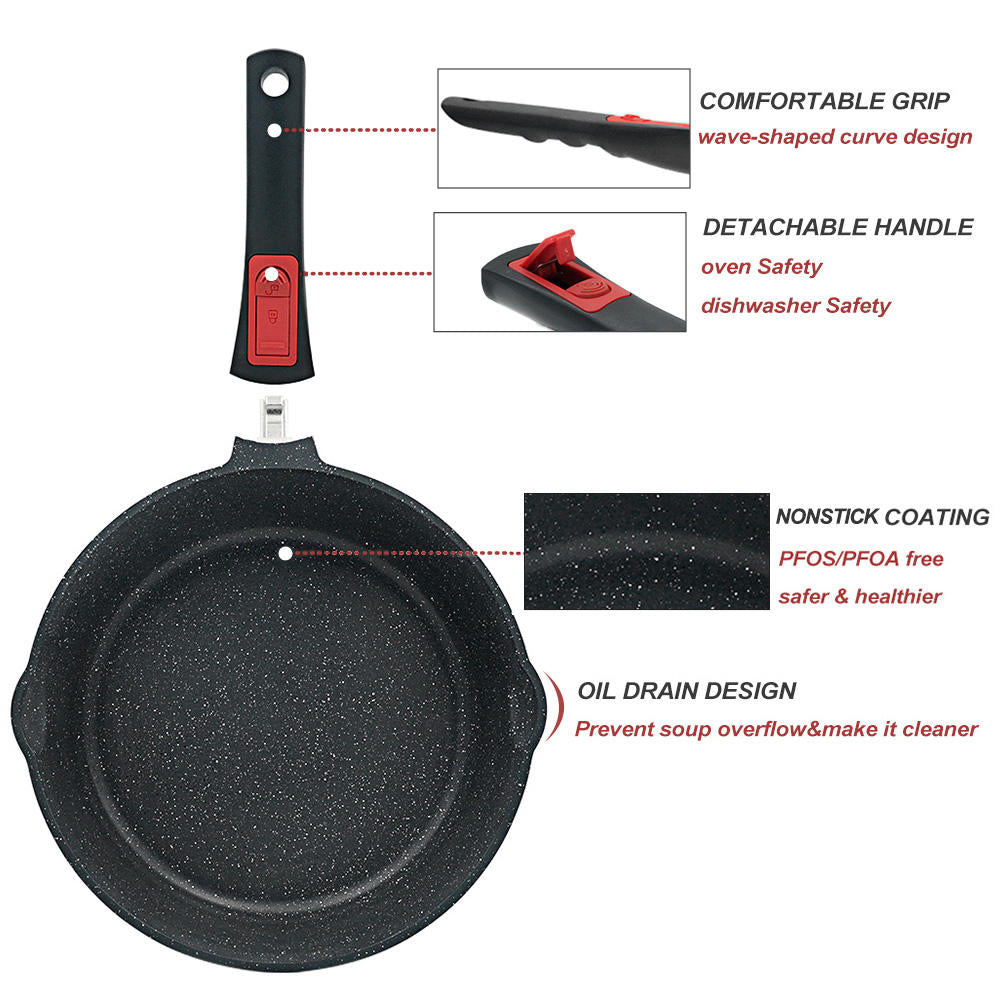 Induction Non-Stick Fry Pan - Detachable Handle, Cast Aluminum