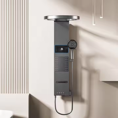 Brushed Gunmetal Grey Shower Set - Round Waterfall Design, stainless steel