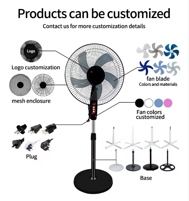 16-Inch Solar Floor Fan with LED Light - Rechargeable, Includes Panel & Stand