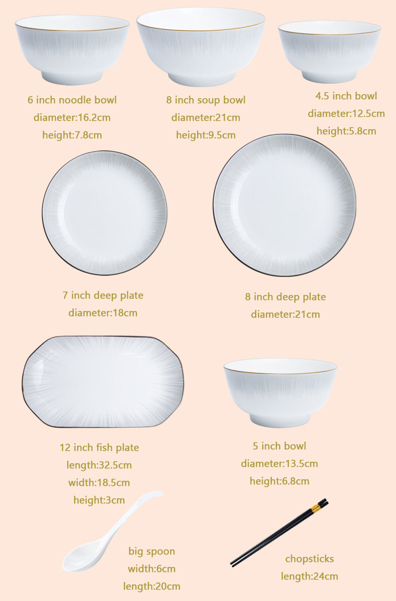 White Ceramic Bowl Set - Japanese Modern Design for Home Dining