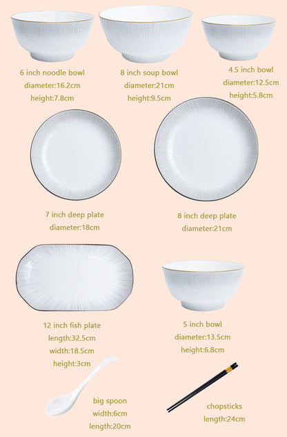 White Ceramic Bowl Set - Japanese Modern Design for Home Dining