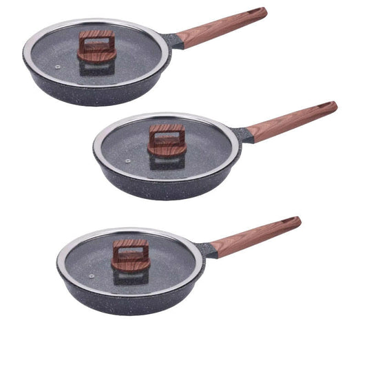 German Bevel Series Granite Pan - 24/28cm Black Non-Stick, Kitchen Set