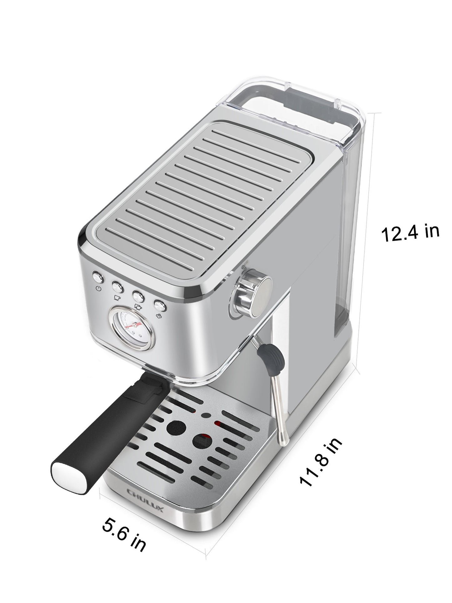 20 Bar Semi-Auto Espresso Machine - Stainless Steel with Milk Frother