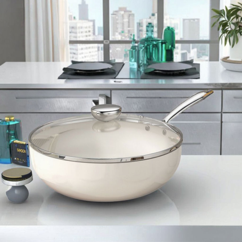 Thickened Ceramic Non-Stick Frying Pan - For Induction & Gas, Coating-Free