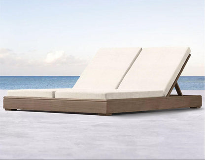 Modern Teak Pool Sunbed with Canopy - Patio, Beach & Outdoor Sofa Bed