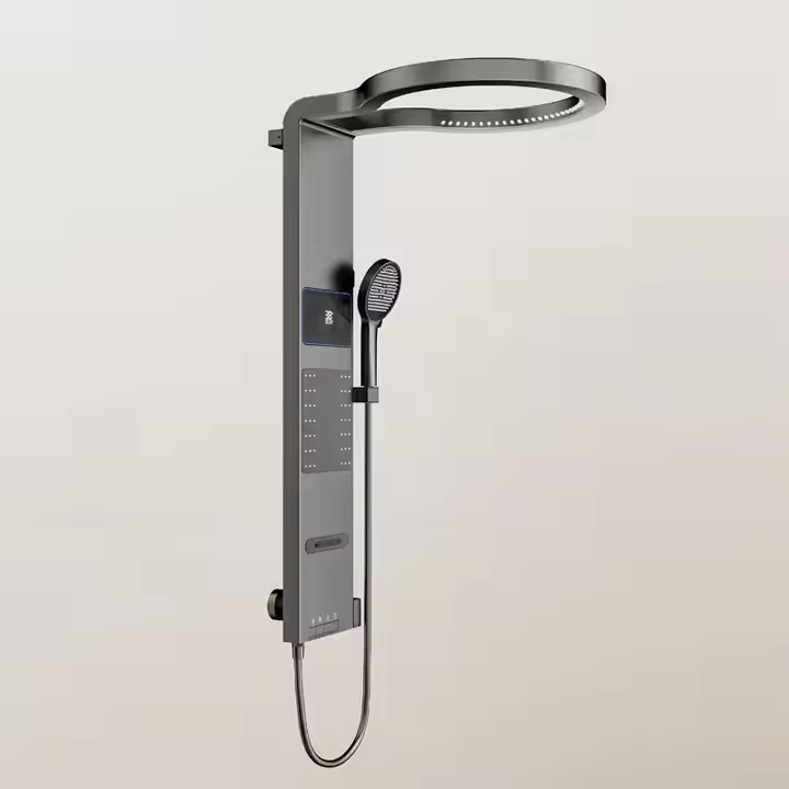 Brushed Gunmetal Grey Shower Set - Round Waterfall Design, stainless steel