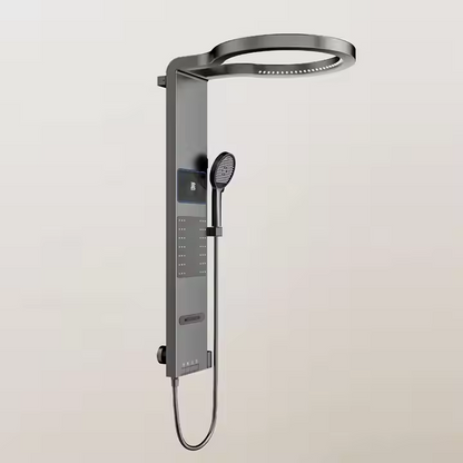 Brushed Gunmetal Grey Shower Set - Round Waterfall Design, stainless steel