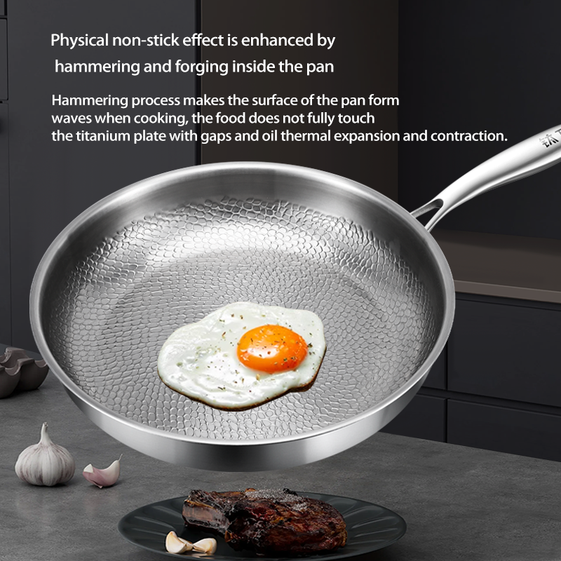 Titanium Coating-Free Frying Pan - For Induction & Gas, Omelette & Steak