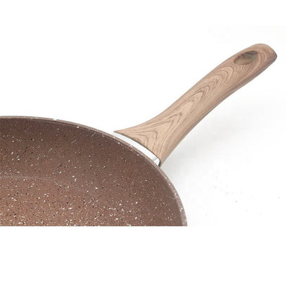 Granite Non-Stick Frying Pan - Aluminum with Wood Handle, Induction Base