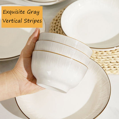 White Ceramic Bowl Set - Japanese Modern Design for Home Dining