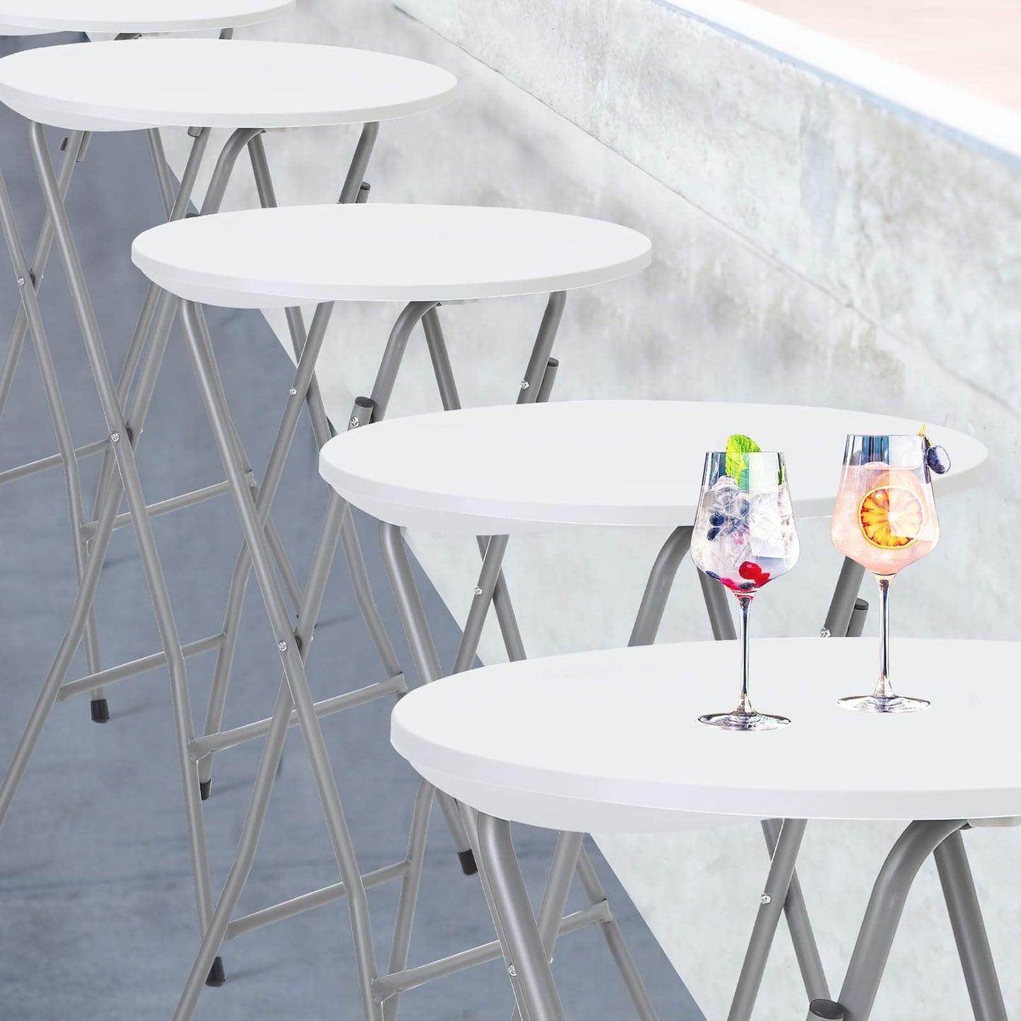 80cm High Plastic Bar Table - Round White Commercial Furniture