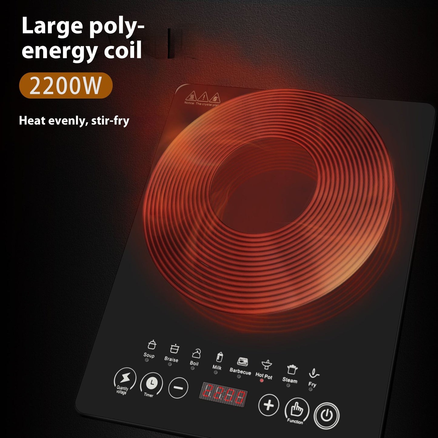 Commercial Countertop Induction Hob - Ceramic, Independent Stove