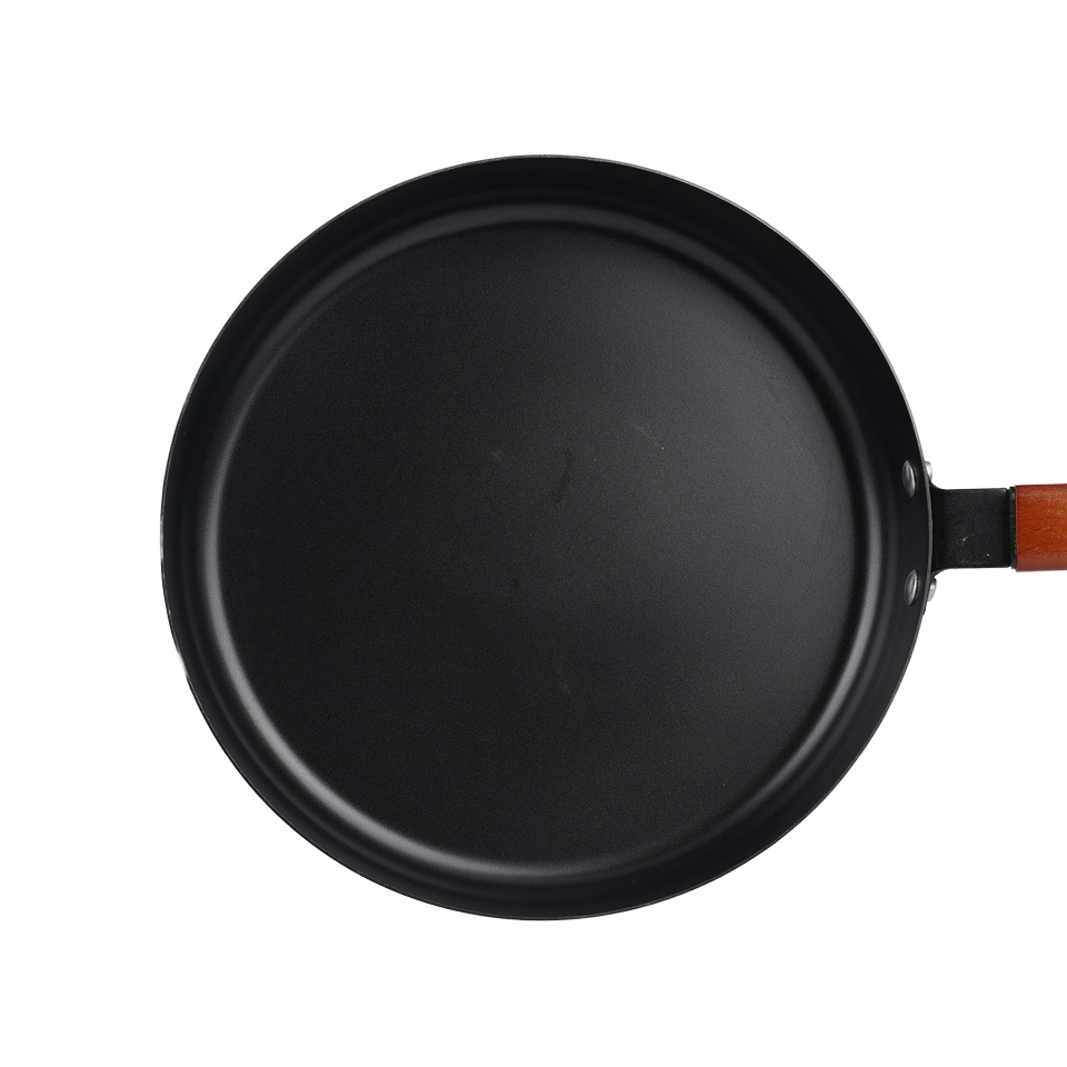 3-Piece Cast Iron Cookware Set - Wood Handle, Non-Stick Frying Pans