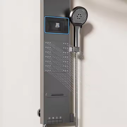 Brushed Gunmetal Grey Shower Set - Round Waterfall Design, stainless steel