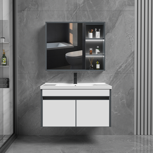 Wall-Mounted Smart Bathroom Vanity - Touch Sensor Mirror & Stone Ceramic Basin