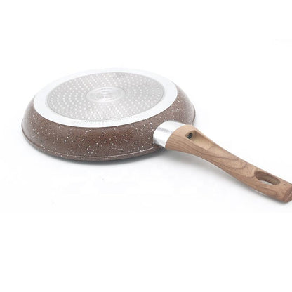 Granite Non-Stick Frying Pan - Aluminum with Wood Handle, Induction Base