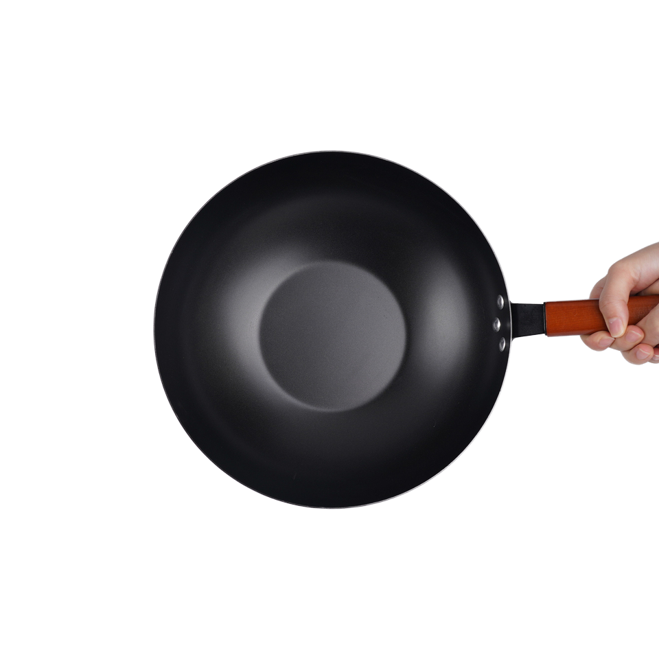 3-Piece Cast Iron Cookware Set - Wood Handle, Non-Stick Frying Pans