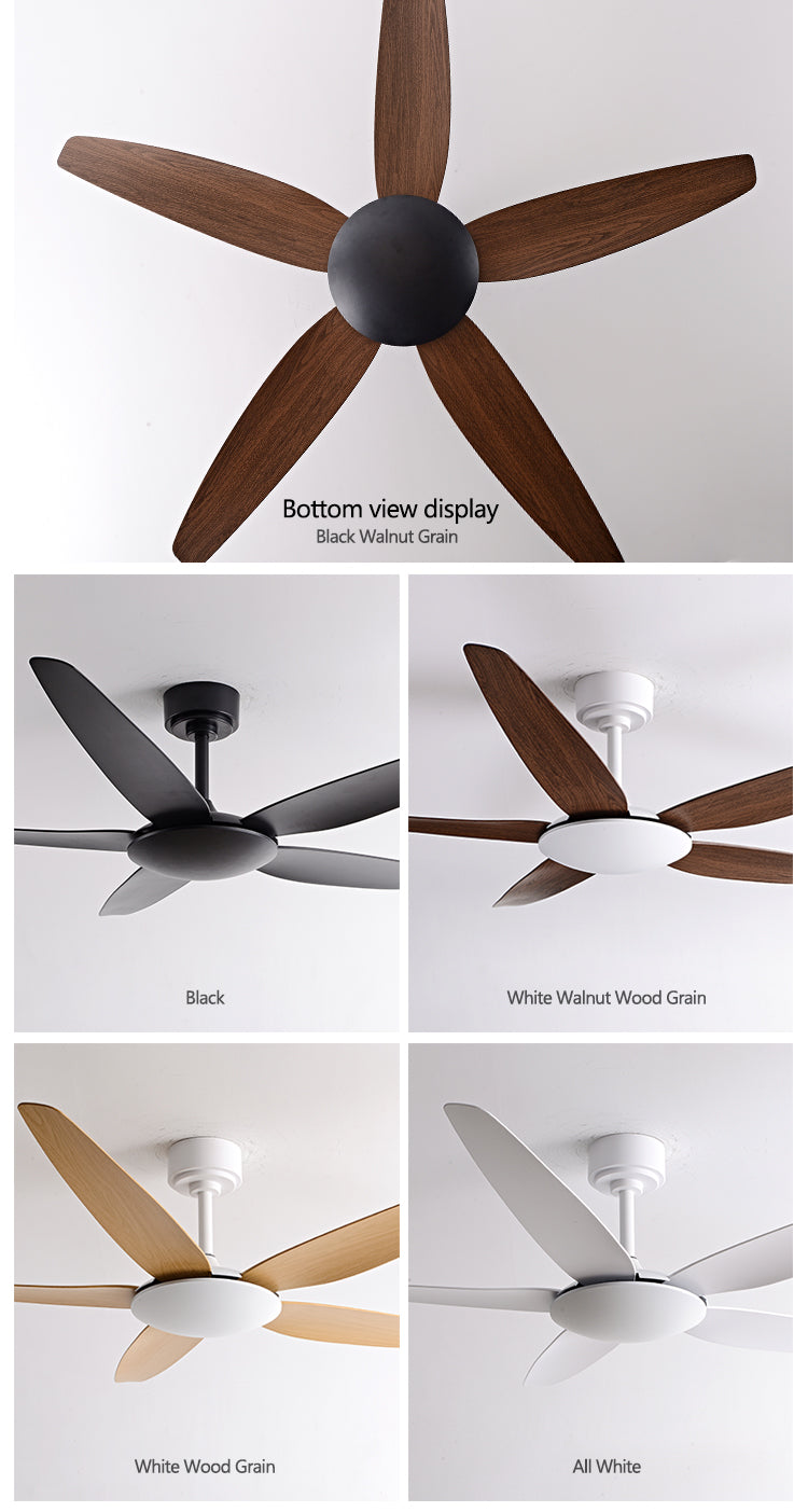 Energy Saving Ceiling Fan with Light Wood Blades - DC Motor, LED Light and Remote for Home