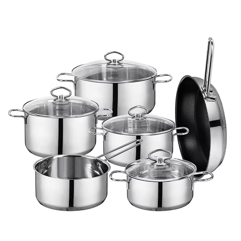 6-Piece Stainless Steel Cookware Set - Non-Stick, Induction Compatible