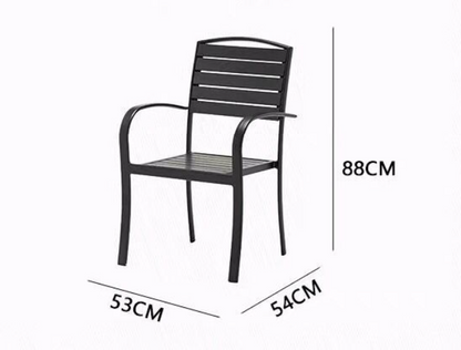 Steel Frame Garden Set - Wooden Table & Chairs for Patio