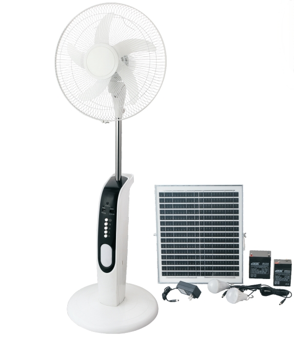 16-Inch Solar Charging Fan - 5000mAh Battery, 3 Speeds, DC Motor