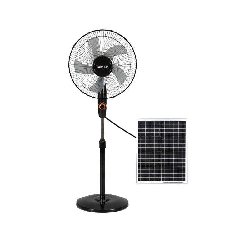 16/18-Inch Solar Stand Fan - 5 Blades, AC/DC 12V, with Panel & Battery