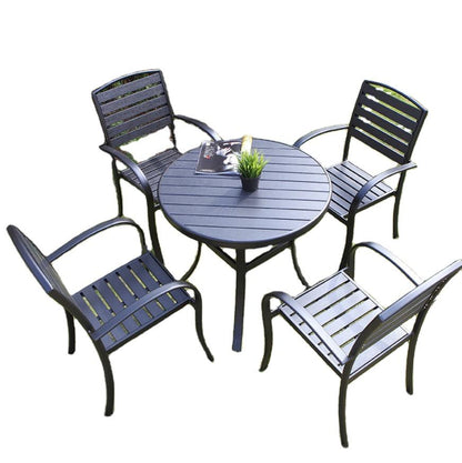 Steel Frame Garden Set - Wooden Table & Chairs for Patio